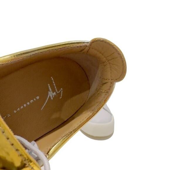 Giuseppe Zanotti White Gold Double Zip Low Top Sneakers - Picture 7 of 7